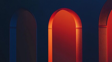 Fototapeta premium Abstract arches with vibrant lighting