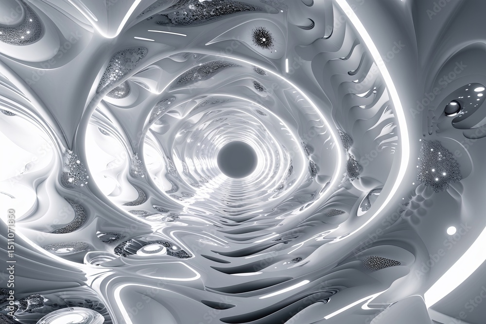 Aufkleber futuristic white abstract background with dynamic fractal design and light effects
