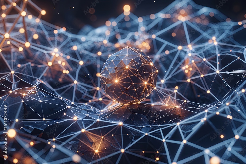 Poster innovative polygonal frameworks for connectivity in a digital interactive network scene