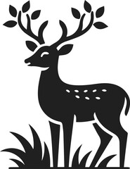 Naklejka premium Simple Minimalist Deer Vector Art, Elegant Running Deer Illustration, Deer silhouette on White or Transparent Background