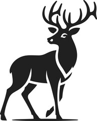Fototapeta premium Simple Minimalist Deer Vector Art, Elegant Running Deer Illustration, Deer silhouette on White or Transparent Background