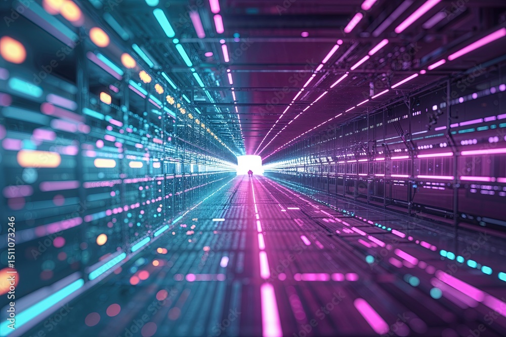 Poster aqua and plum cyber background for future-oriented technology applications