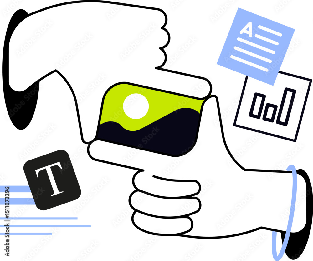 Poster image editing hands frame photo design graphic text document creative process visual content creatio