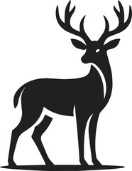 Fototapeta premium Simple Minimalist Deer Vector Art, Elegant Running Deer Illustration, Deer silhouette on White or Transparent Background