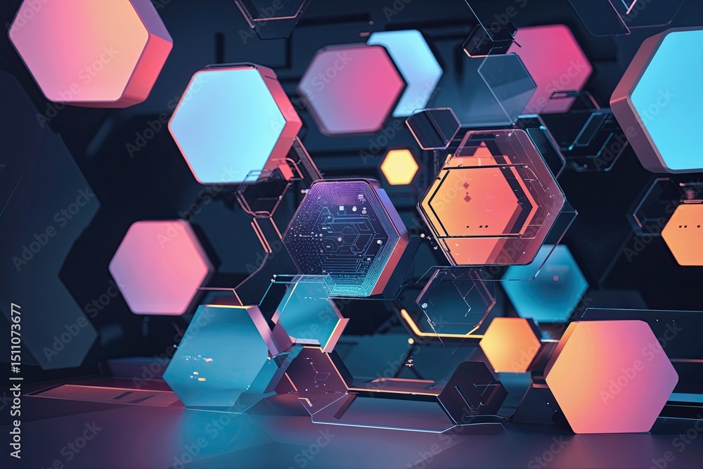 Aufkleber innovative hexagonal shapes abstract design for digital technology showcase