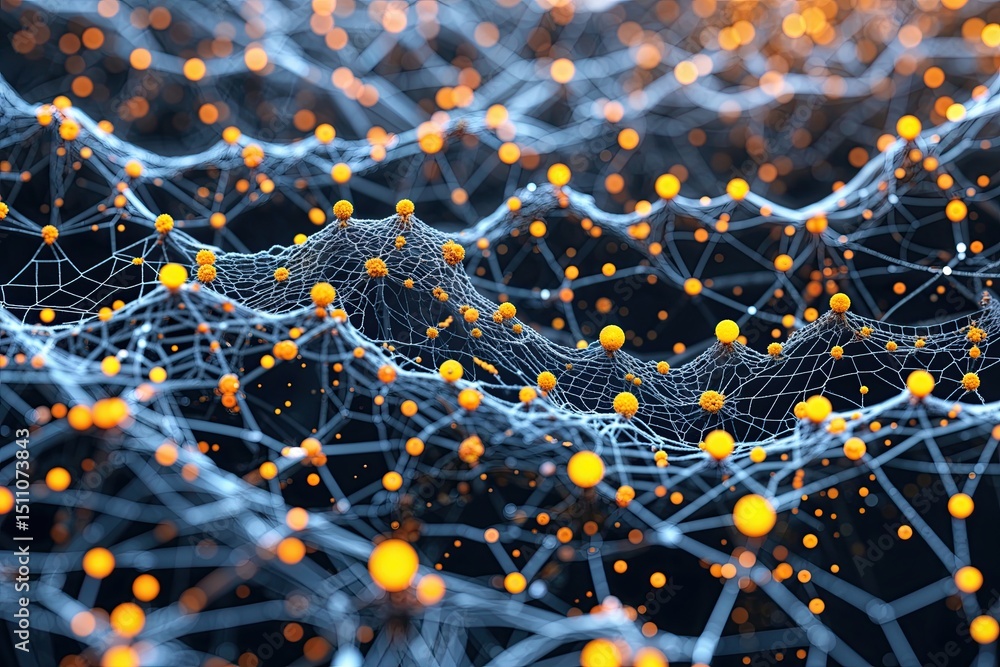 Poster innovative network mesh particles abstract design for digital framework