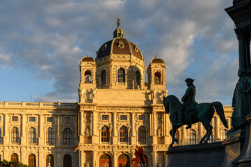 Elegant Building and Statue in Vienna, Austria at Sunset