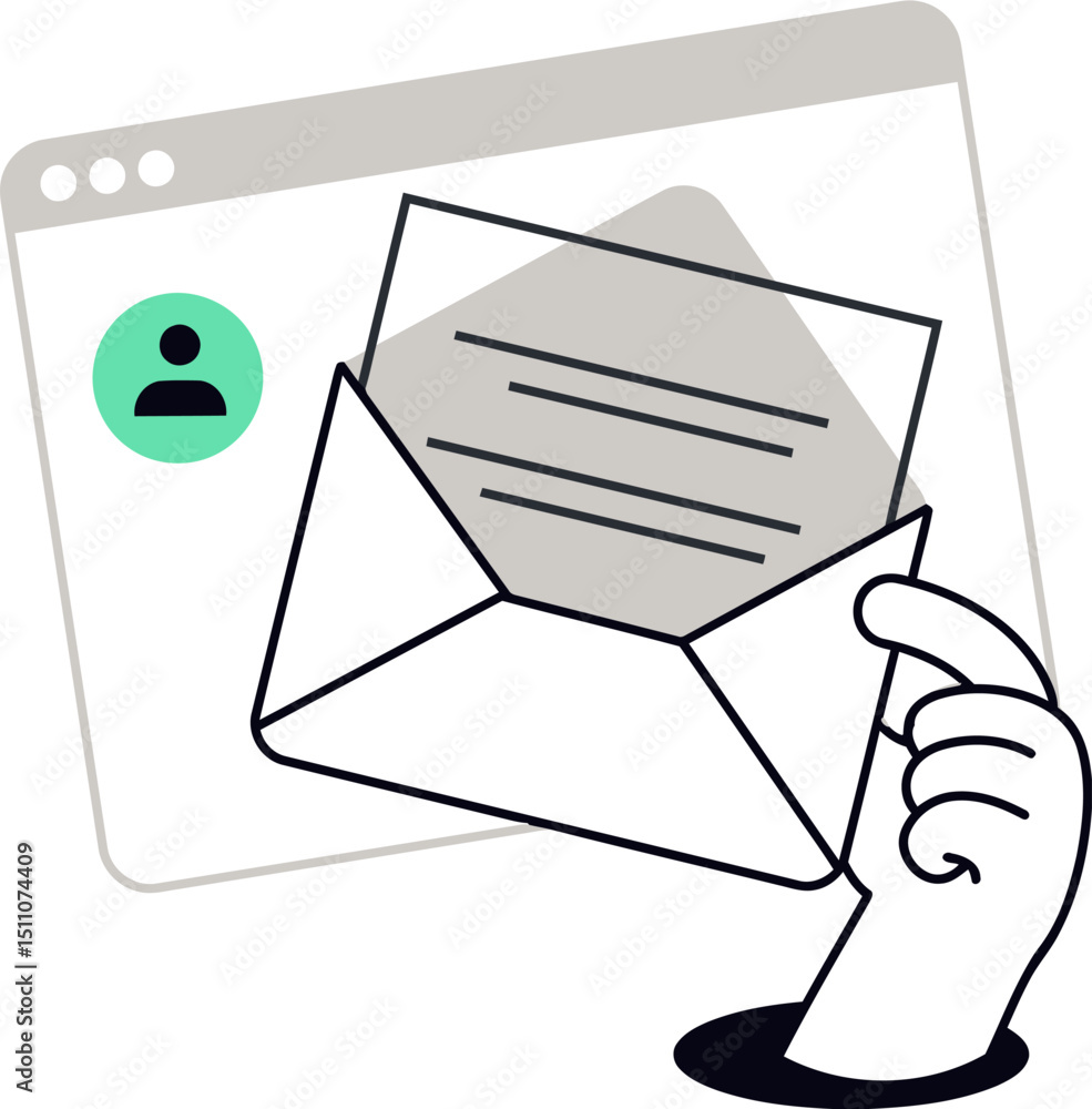 Poster email marketing newsletter subscription contact digital communication envelope inbox message hand se