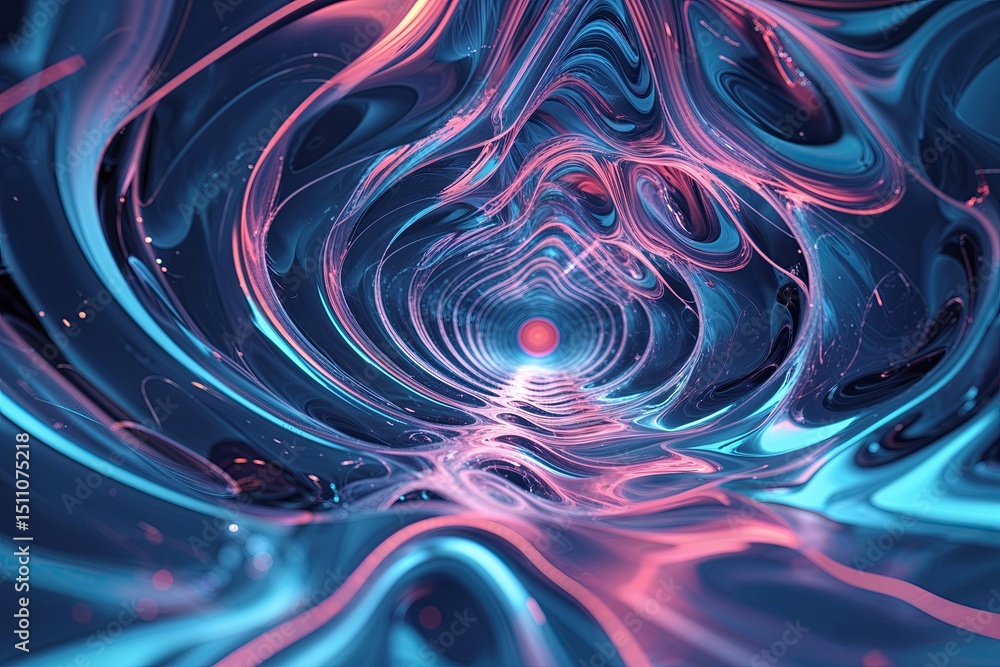 Aufkleber dynamic wave nexus: innovative abstract background with fluid motion, technology, and network design