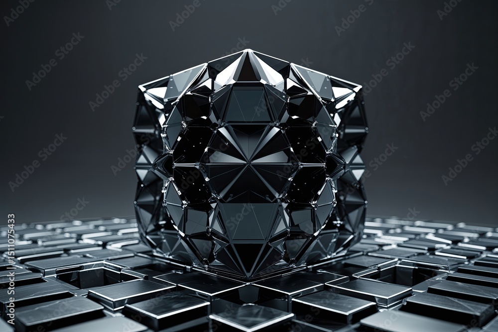 Poster futuristic black geometric cube background for technology and science concepts