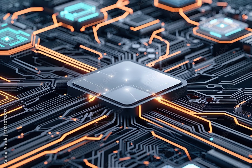 Aufkleber 2d visionary cyberspace connections design with abstract technology patterns