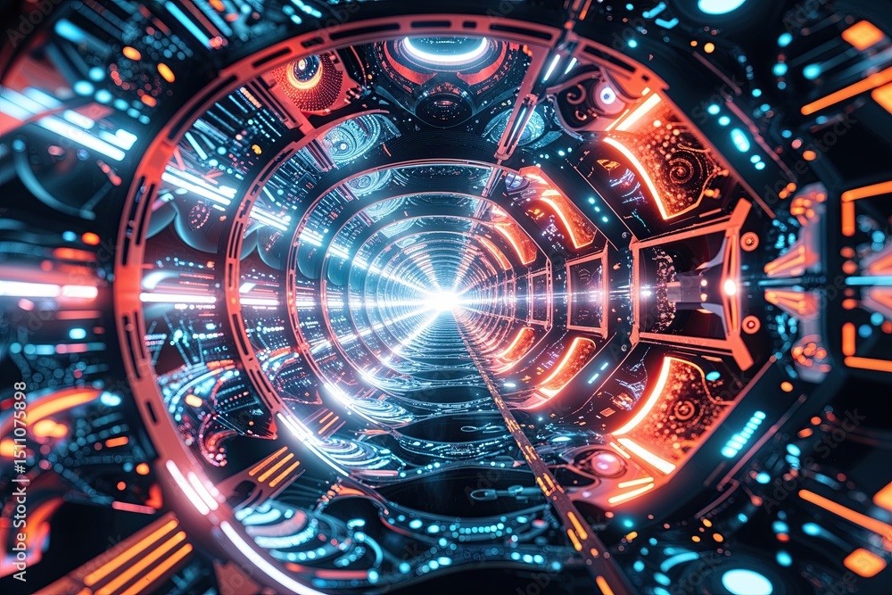 Poster futuristic technology background with fractal patterns and modern design elements