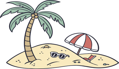 vector illustration of a tropical beach