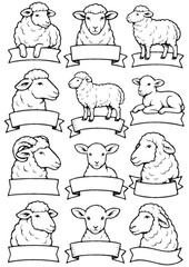 Cartoon Sheep Vector Illustration: Cute Hand-Drawn Farm Animals and Lamb Outline Art for Banners and Clipart - Playful Livestock Design for Farmyard and Nature Graphics