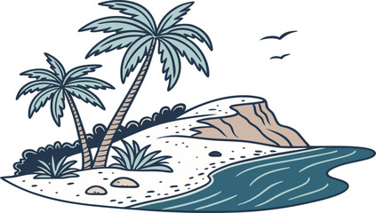 tropical island with palm trees