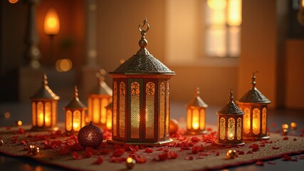 Obraz premium arabic islamic calligraphy of mosque podium chinese new year product stand podium background pedestal 3D rendering 