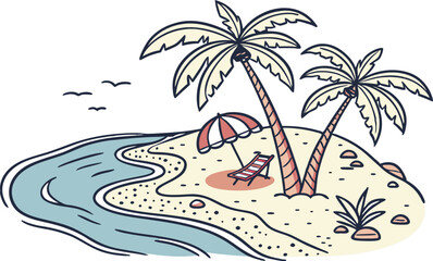 vector illustration of a tropical island with palms