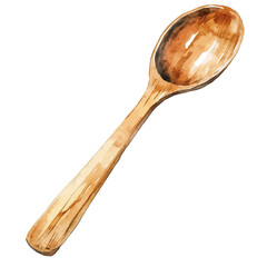 watercolor of Wooden Spoon, vector high quality, isolated on a white background.