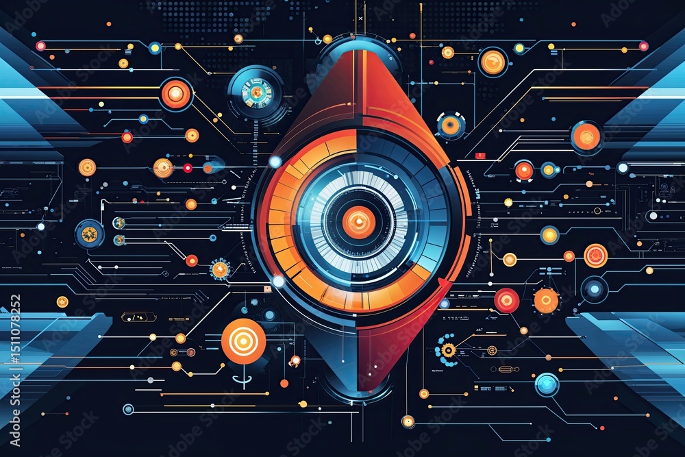 Poster futuristic abstract vector graphic in technology and information science design