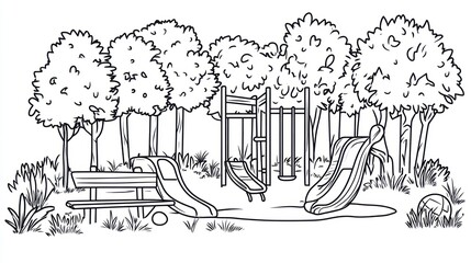 Obraz premium Black and white playground scene (2)