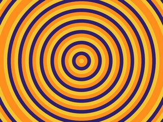 Hypnotic concentric circles in vibrant orange, yellow, and purple, ideal for backgrounds, branding, and Halloween designs.