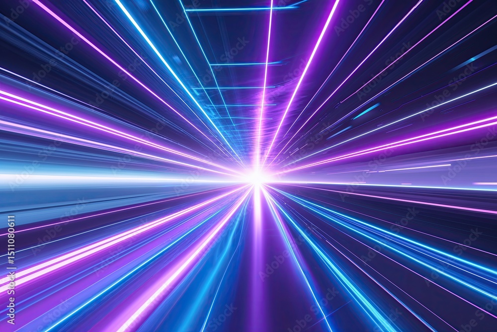 Aufkleber panoramic high-speed technology concept with light abstract background and geometric speed motion in