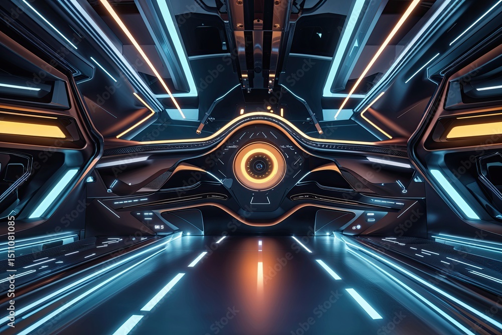 Aufkleber innovative digital technology interface with glowing design and streamlined speed lines