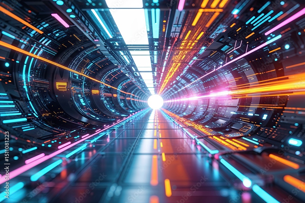 Poster dynamic abstract technology design with futuristic colors and flowing patterns