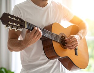 Obraz premium Man playing acoustic guitar (1)