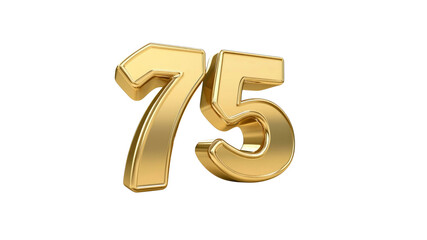 Obraz premium Golden Number 75 3D Render of Seventy-Five for Anniversary, Celebration, or Milestone
