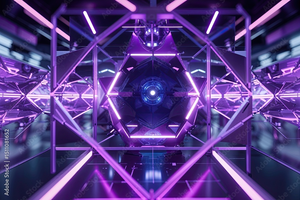 Poster cybernetic design framework for innovative technology layout in purple