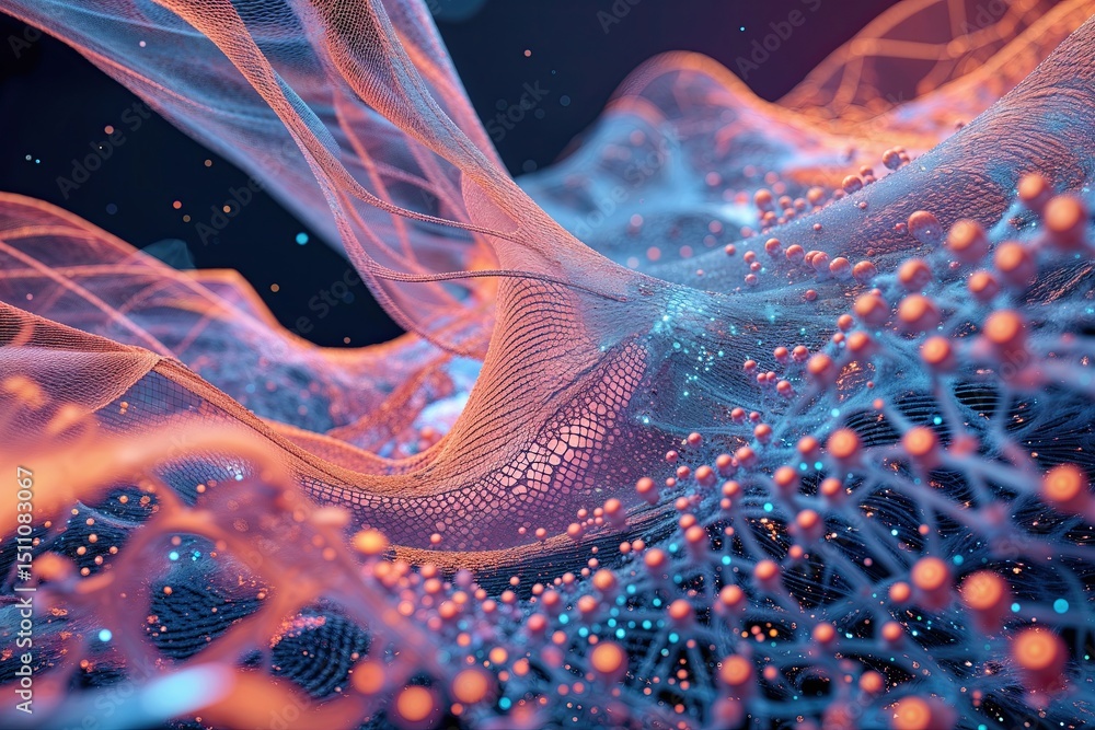 Poster surreal particle mesh technology abstract image for cutting edge digital design