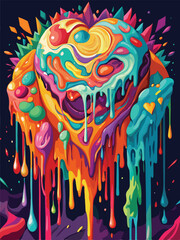 heart abstract background with colorful splashes