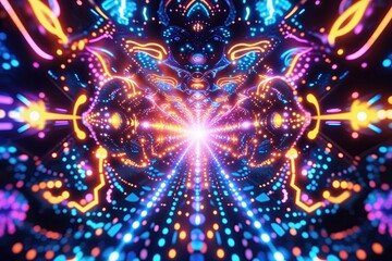 Obraz premium Dynamic Light Patterns and Luminous Fractals in Inspiring Tech Visuals