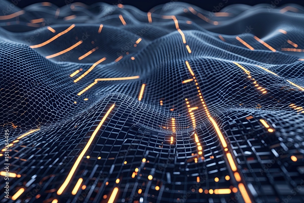 Aufkleber sleek tech mesh lines digital design visualization