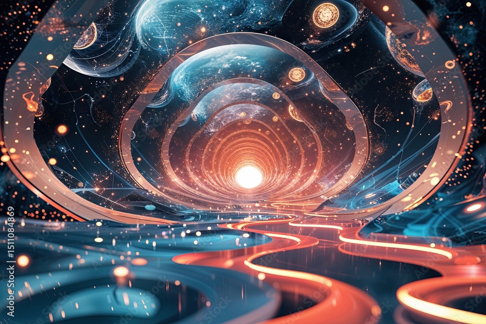 Poster innovative abstract universe of digital technology and big data