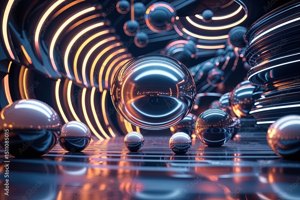Poster futuristic digital presentation immersive virtual background with dynamic spheres and lines