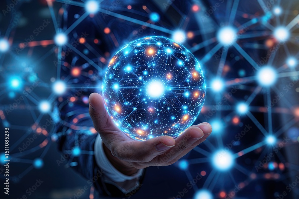 Poster vivid virtual tech sphere design for modern network connection