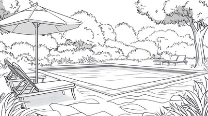 Outdoor pool scene sketch (1)