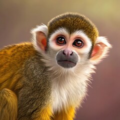 Obraz premium Adorable baby squirrel monkey portrait close up