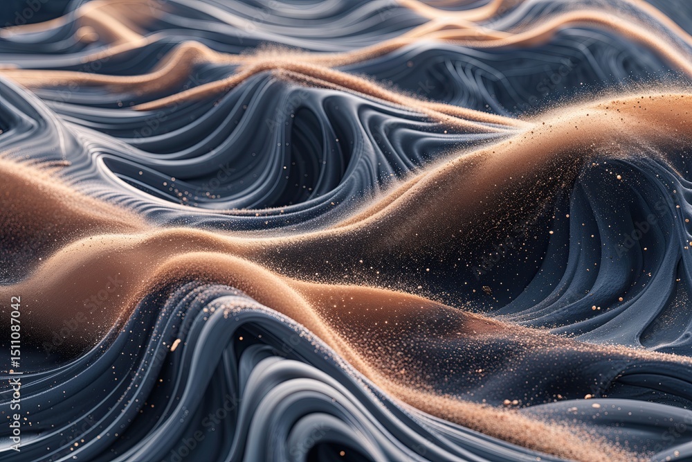 Poster futuristic digital wave vector design with fluid dust particle texture