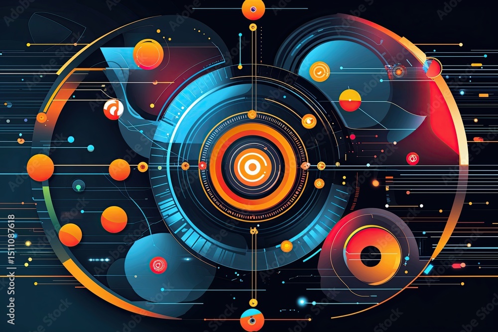 Poster futuristic abstract vector graphic design for technology and information science