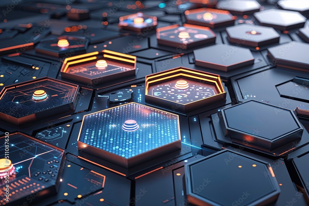Poster cutting edge abstract hexagonal shape designs for digital technology displays