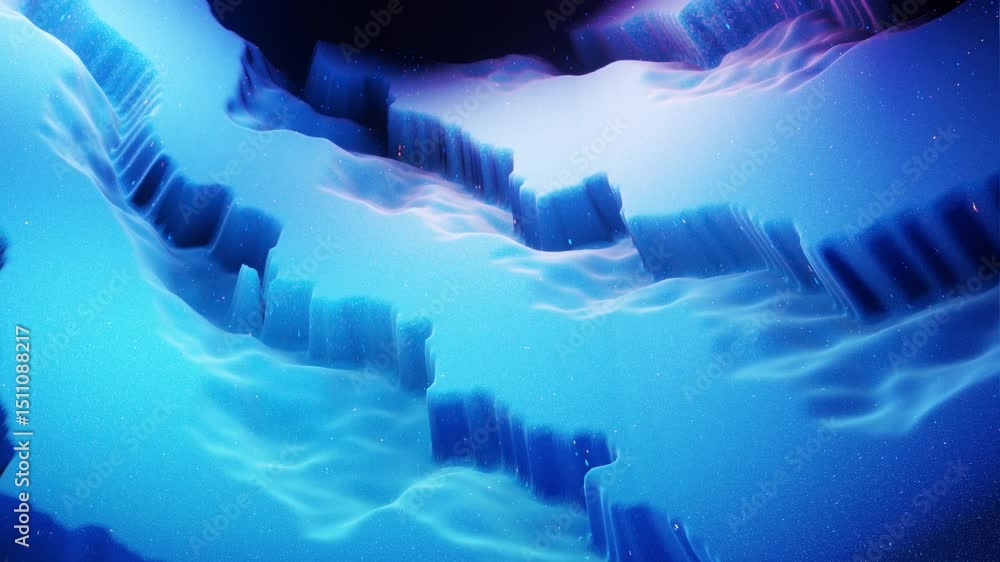 Poster smooth animation blue wax landscape - 4k looped background with a beautiful, soft animation of waves