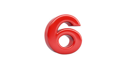 Shiny Red Number Six 3D Render