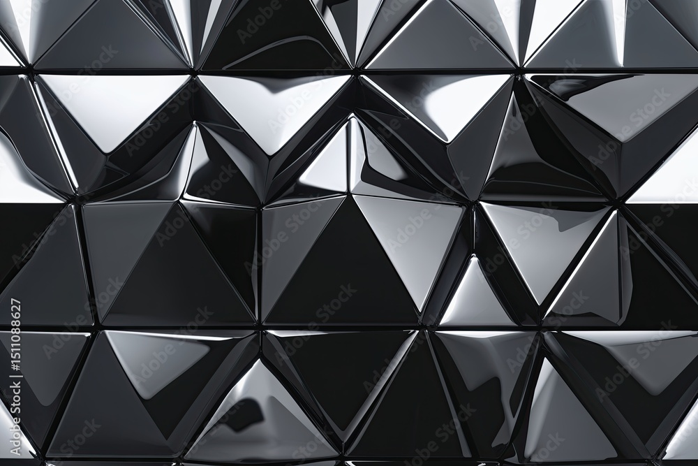 Poster sleek polished triangular geometric background featuring black tiles and 3d texture