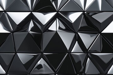 Obraz premium Sleek Polished Triangular Geometric Background Featuring Black Tiles and 3D Texture
