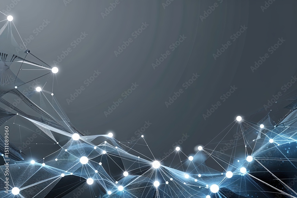 Poster modern molecular visualization and plexus style background for science and technology presentations