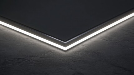 Illuminated corner trim with a bright light strip.