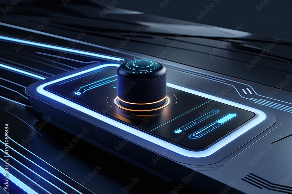 Poster illuminated digital technology interface featuring dynamic speed lines and contemporary design